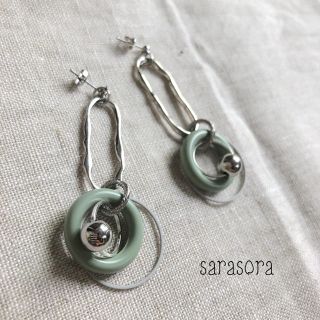 530 silver  ×mints color earrings(ピアス)