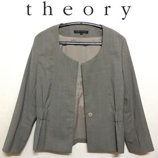 セオリー(theory)のtheory ノーカラージャケット セオリー 美品 ハンカチ(ノーカラージャケット)