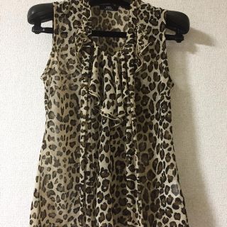 イネド(INED)のINED ヒョウ柄 ノースリーブ🖤9号 USED 美品(カットソー(半袖/袖なし))