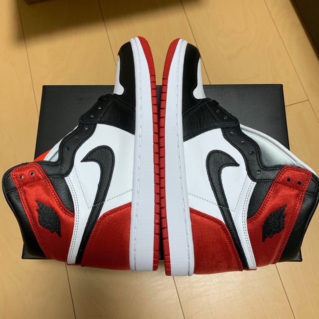 nike air jordan1 black toe satin つま黒 サテン靴/シューズ