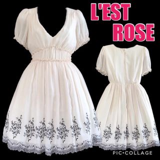 レストローズ(L'EST ROSE)のレストローズ  スカラップ刺繍ワンピース(ひざ丈ワンピース)