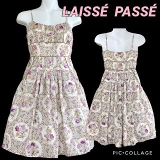 レッセパッセ(LAISSE PASSE)のレッセパッセ フラワーアートプリントワンピ(ひざ丈ワンピース)