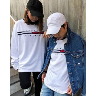 トミーヒルフィガー(TOMMY HILFIGER)のトミーヒルフィガー  ロングTシャツ 白(Tシャツ/カットソー(七分/長袖))