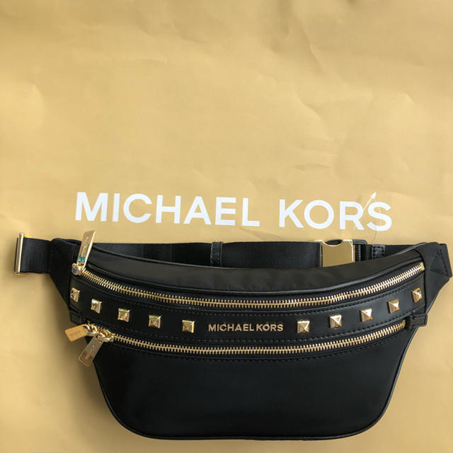 Michale Kors マイケルコース ウエストポーチ ブラックxスタッズ