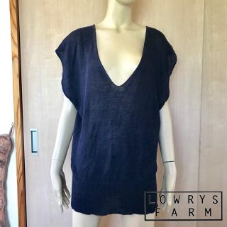 ローリーズファーム(LOWRYS FARM)の【LOWRYS FARM】麻Vネックサマーニット/ネイビー/size:L(ニット/セーター)