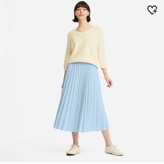 ユニクロ(UNIQLO)のユニクロ⭐︎プリーツロングスカート⭐︎ライトブルー(ロングスカート)