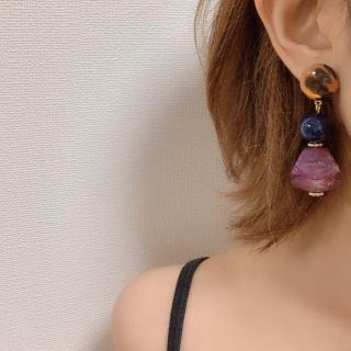 ザラ(ZARA)のSALE❗アクリルドロップピアス パープル No.592 (ピアス)