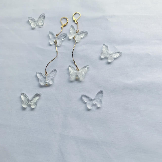 clear double Butterfly ハンドメイドのアクセサリー(ピアス)の商品写真