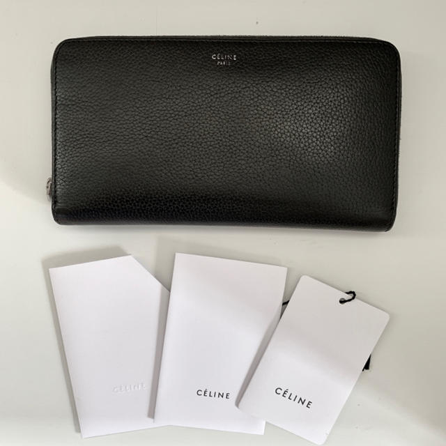 CELINE(セリーヌ)】ラウンドファスナー 長財布 黒×イエロー - 財布