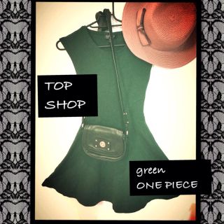 ♡TOP SHOP♡深緑ワンピース(ミニワンピース)