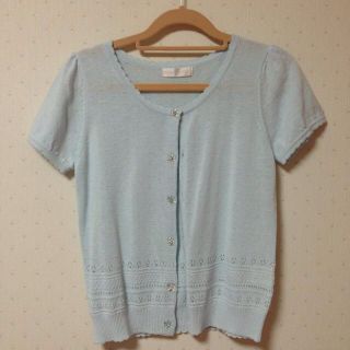 プライムパターン(PRIME PATTERN)の値下げ♡サックス♡お花ボタン♡カーデ(カーディガン)