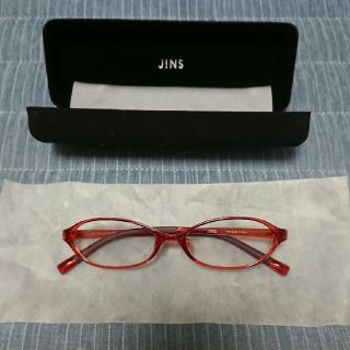 ジンズ(JINS)の【値下げ】JINS メガネフレーム レッド オーバル(サングラス/メガネ)