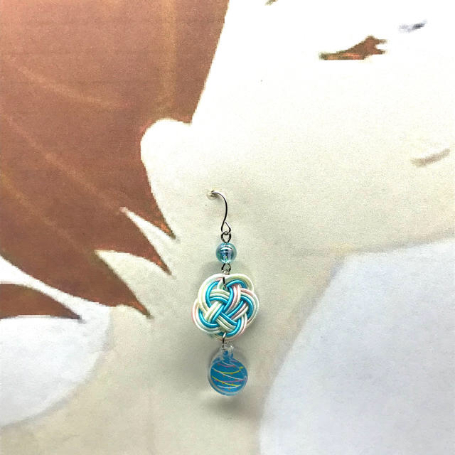 《夏シリーズ 》水引 ビーズ ピアス ハンドメイド 1