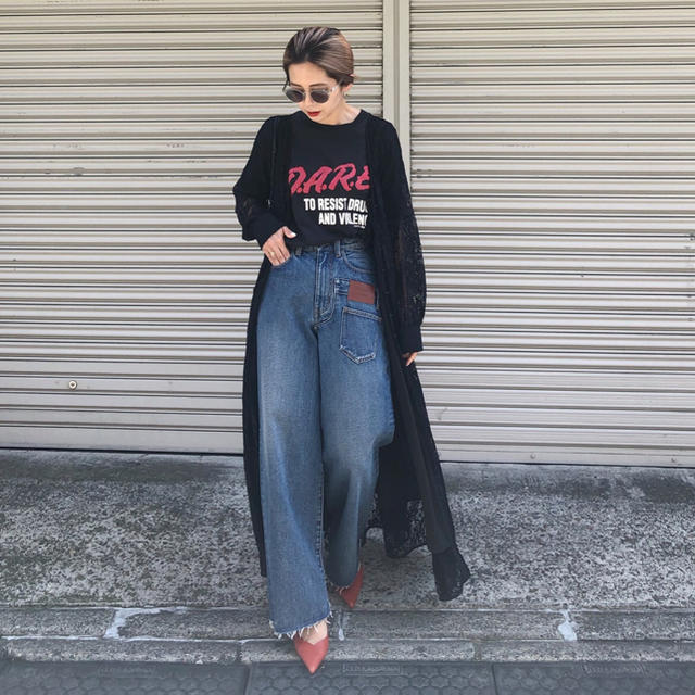 Ameri VINTAGE(アメリヴィンテージ)のAmeri vintage(アメリ) OVERLAP FAKE DENIM レディースのパンツ(デニム/ジーンズ)の商品写真