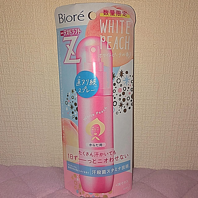 Biore(ビオレ)の Biore 薬用デオドラントZ 全身用スプレー ホワイトピーチの香 110ml コスメ/美容のボディケア(制汗/デオドラント剤)の商品写真