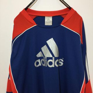 アディダス(adidas)のadidas アディダス 長袖 Tシャツ ユニフォーム ピステ ビッグロゴ 古着(Tシャツ/カットソー(半袖/袖なし))