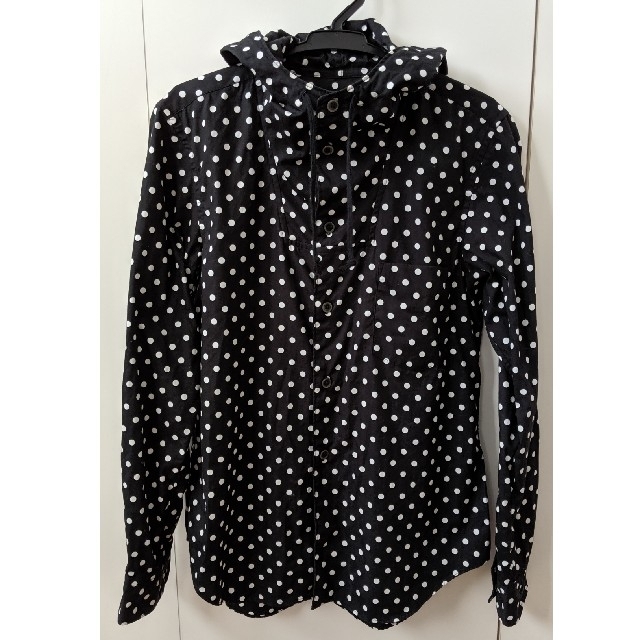 BLACK COMME des GARCONS(ブラックコムデギャルソン)の[美品] ブラックコムデギャルソン ドット柄 パーカーシャツ 黒 XS レディースのトップス(シャツ/ブラウス(長袖/七分))の商品写真