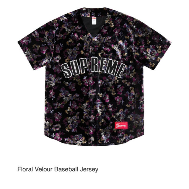 supreme Floral Velour Baseball Jerseyシャツ