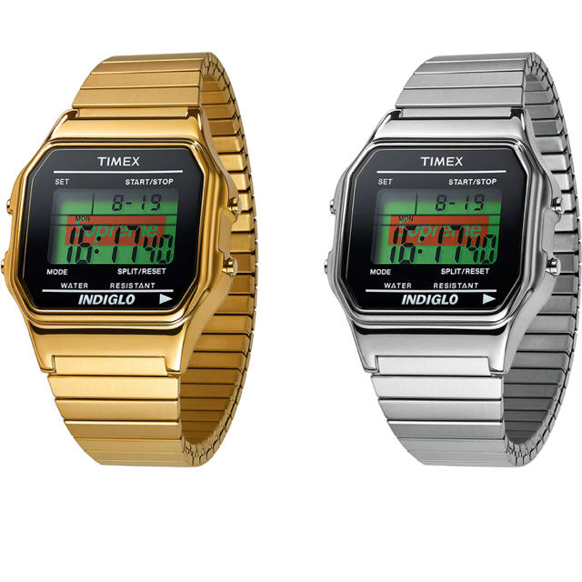supreme timex silver digital watch