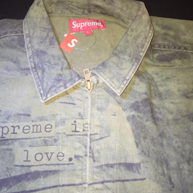 Supreme(シュプリーム)のSupreme Is Love Denim Work Jacket オリーブ L メンズのジャケット/アウター(Gジャン/デニムジャケット)の商品写真