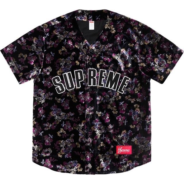 Supreme Floral Velour Baseball Jersey S