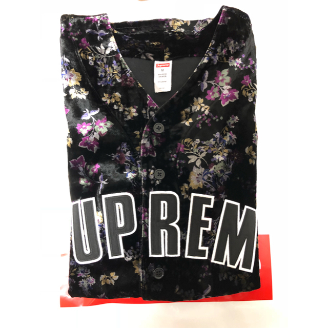 【M】Supreme Floral Velour Baseball Jersey