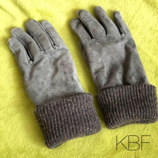 ケービーエフ(KBF)のKBF本革手袋☆グレー起毛付き(手袋)