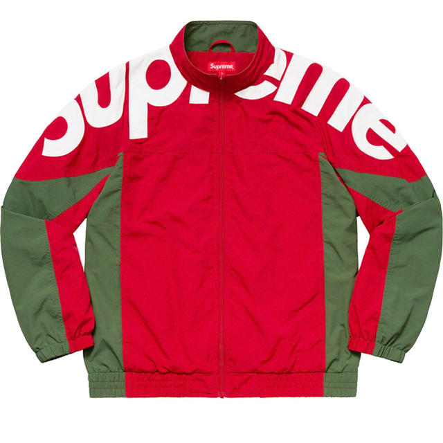 supreme  shoulder logo track jacket L 赤ナイロンジャケット