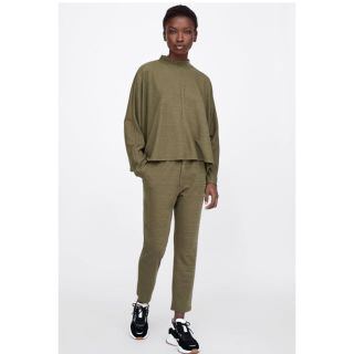 ザラ(ZARA)のzara  ハイネックTシャツ khaki(Tシャツ(長袖/七分))