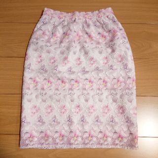 ウィルセレクション(WILLSELECTION)のウィルセレクション♡フラワーレースチュールタイトスカート♡ピンク(ひざ丈スカート)