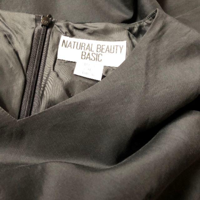 NATURAL BEAUTY(ナチュラルビューティー)のNATURAL BEAUTY BASIC★ワンピース★M★黒★シルク混 レディースのワンピース(ひざ丈ワンピース)の商品写真