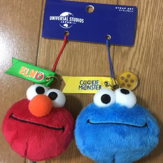 セサミストリート(SESAME STREET)のエルモ、クッキーモンスター ストラップセット(ストラップ/イヤホンジャック)