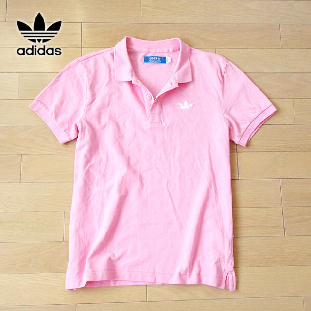 adidas(アディダス)の超美品 Sサイズ アディダス メンズ トレフォイル ポロシャツ ピンク メンズのトップス(ポロシャツ)の商品写真