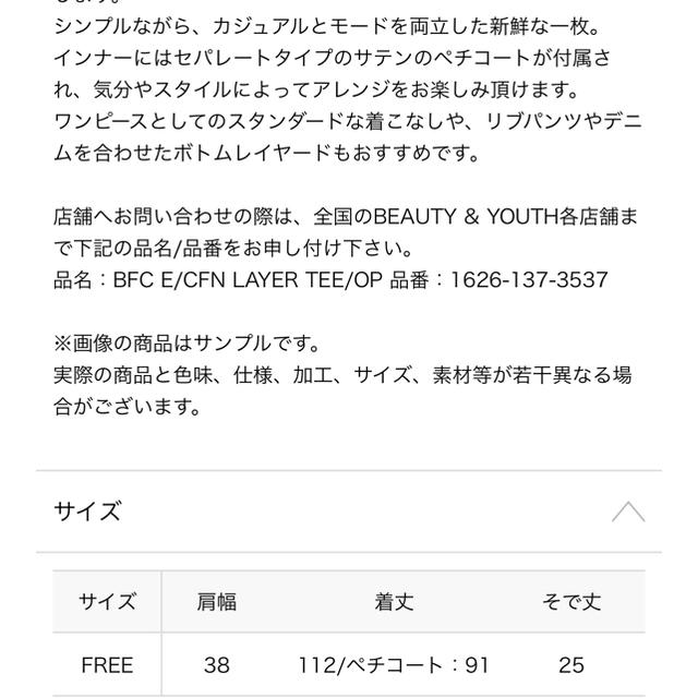 BEAUTY&YOUTH UNITED ARROWS(ビューティアンドユースユナイテッドアローズ)のシフォンレイヤード ワンピ  レディースのワンピース(ひざ丈ワンピース)の商品写真