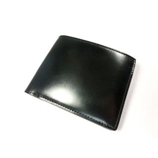 【新品】GANZO FICO コードバン 二つ折り財布 黒 × ナチュラル |