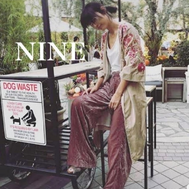 NINE(ナイン)のNINE ナイン 刺繍 ロング カーディガン ガウン レディースのトップス(カーディガン)の商品写真