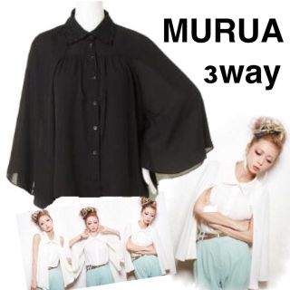 ムルーア(MURUA)のMURUA  3wayケープシャツ ブラック 黒(シャツ/ブラウス(長袖/七分))