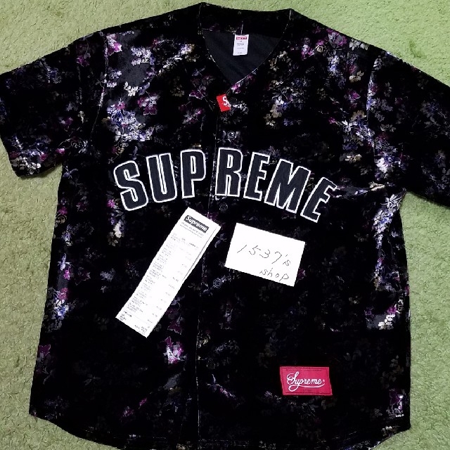 【M】Supreme Floral Velour Baseball Jersey