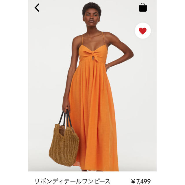 H&M(エイチアンドエム)のH&M リボンディテールワンピース オレンジ 34 レディースのワンピース(ロングワンピース/マキシワンピース)の商品写真