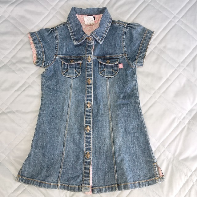 babyGAP(ベビーギャップ)のbaby gap 半袖デニムワンピース キッズ/ベビー/マタニティのキッズ服女の子用(90cm~)(ワンピース)の商品写真