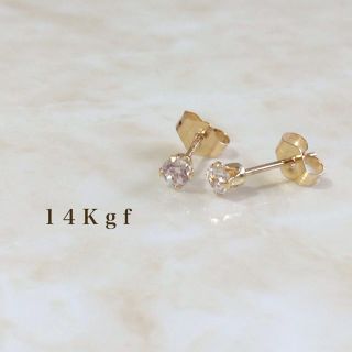 アガット(agete)の14kgf 一粒ダイヤCZピアス／一粒ダイヤピアス ジルコニア 3ミリ(ピアス)