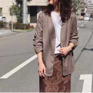 トゥデイフル(TODAYFUL)のtodayful  Collarless Over Jacket 38 ブラウン(ノーカラージャケット)