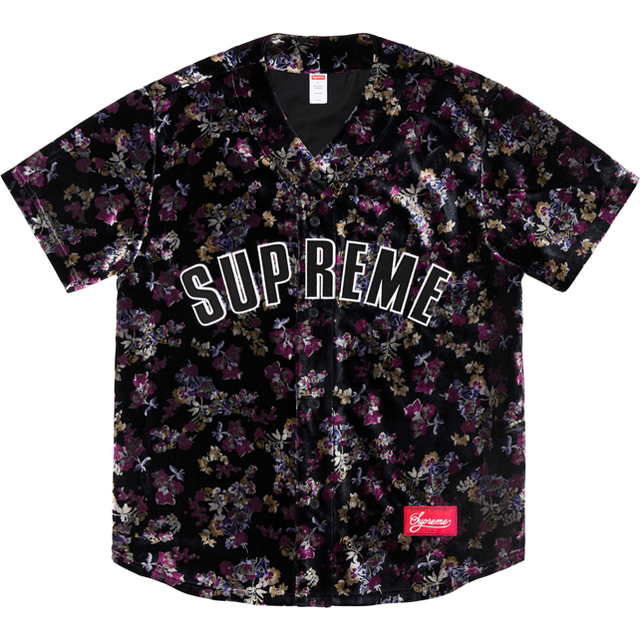 supreme floral velour baseball jersey L