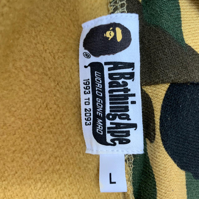 メンズ送料無料 BAPE 1ST CAMO SHARK HOODIE L YELLOW