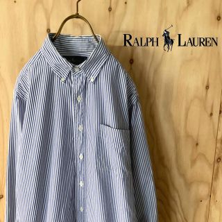 ラルフローレン(Ralph Lauren)の90s RALPH LAUREN ストライプ  ボタンダウン シャツ ブルー(シャツ)