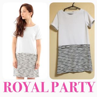 ロイヤルパーティー(ROYAL PARTY)の売り切り価格♡ツィードボーダー切替ワンピ(ミニワンピース)