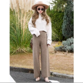 Simple Relax Wool Knit Wide Pants