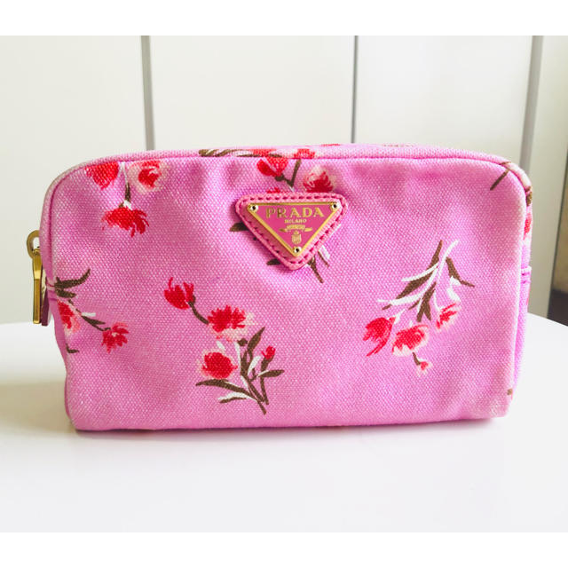 PRADA プラダ　ポーチ　新品　花柄　ピンク