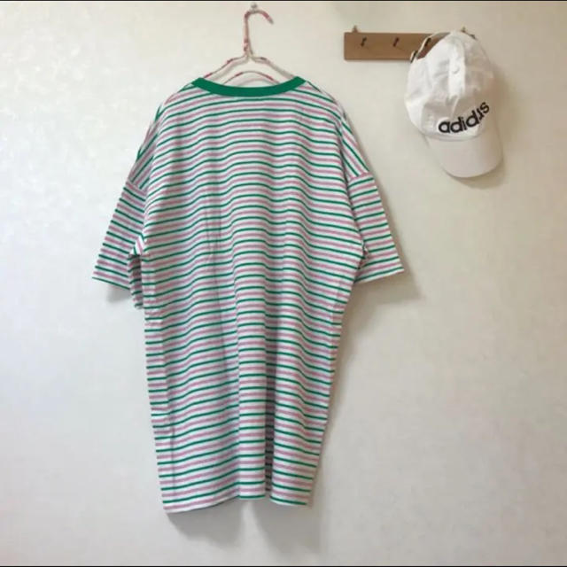 merlot(メルロー)のフィリル ✨ マルチボーダー ビッグTシャツ トップス 緑 レディースのトップス(Tシャツ(半袖/袖なし))の商品写真