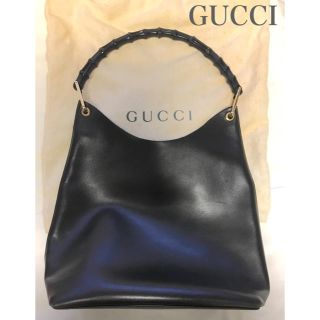 グッチ(Gucci)のGUCCI★ワンハンドル バンブーショルダー/黒【ゴールド金具】(ショルダーバッグ)